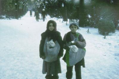 Romska barn, kanske i Herăstrău-parken, Bukarest, kring nyåret 1986/87. I beskuret skick pryder bilden omslaget till "Det börjad